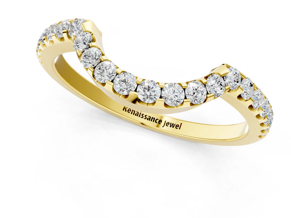 Yellow gold Round Diamond Pavé Curved Eternity Band