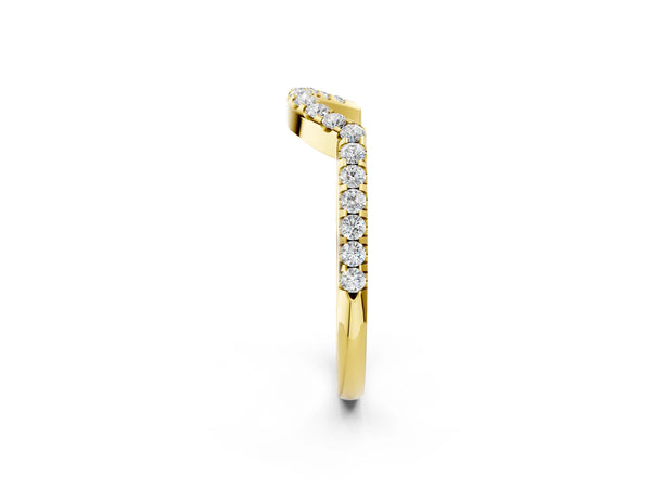 Yellow gold Round Diamond Pavé Curved Eternity Band