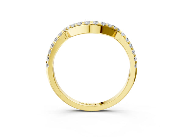 Yellow gold Round Diamond Pavé Curved Eternity Band