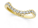 Yellow gold Round Diamond Pavé Curved Wedding Band with Shared Prong Setting_1