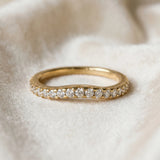 Yellow gold Round Diamond Pavé Curved Wedding Band_166