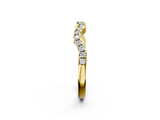 Yellow gold Round Diamond Pavé Curved Wedding Band_6