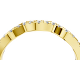 Yellow gold Round Diamond Pavé Curved Wedding Band_8