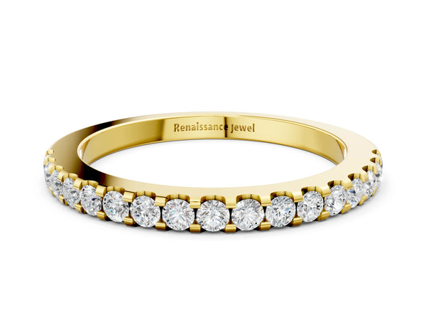 Yellow gold Round Diamond Pavé Eternity Band with Micro Prong Setting