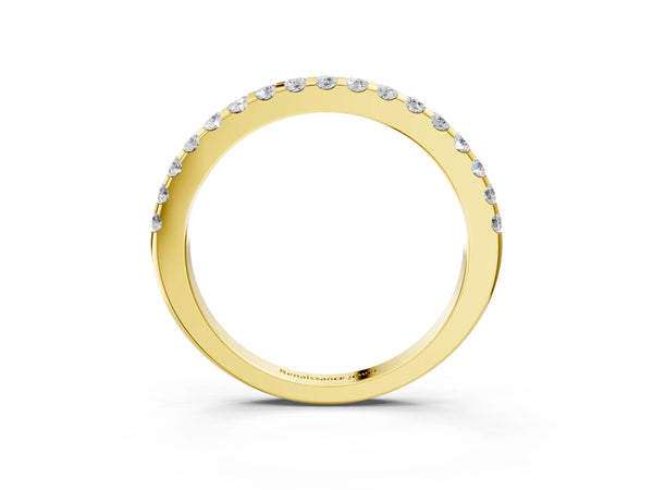 Yellow gold Round Diamond Pavé Eternity Band with Micro Prong Setting