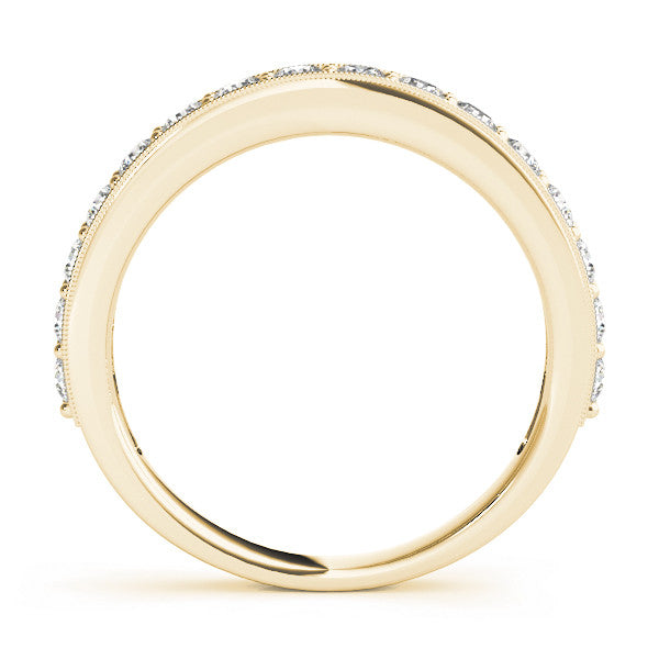 Yellow gold Round Diamond Pavé Eternity Band with Milgrain Edge 1