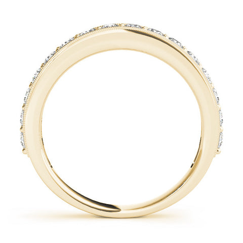 Yellow gold Round Diamond Pavé Eternity Band with Milgrain Edge 1