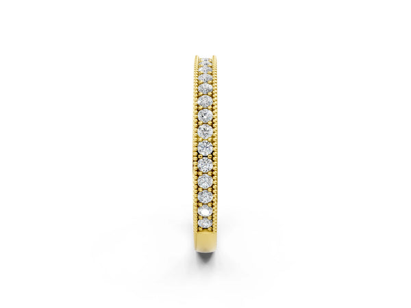Yellow gold Round Diamond Pavé Eternity Band with Milgrain Edge