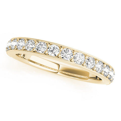Yellow gold Round Diamond Pavé Eternity Band with Milgrain Edge