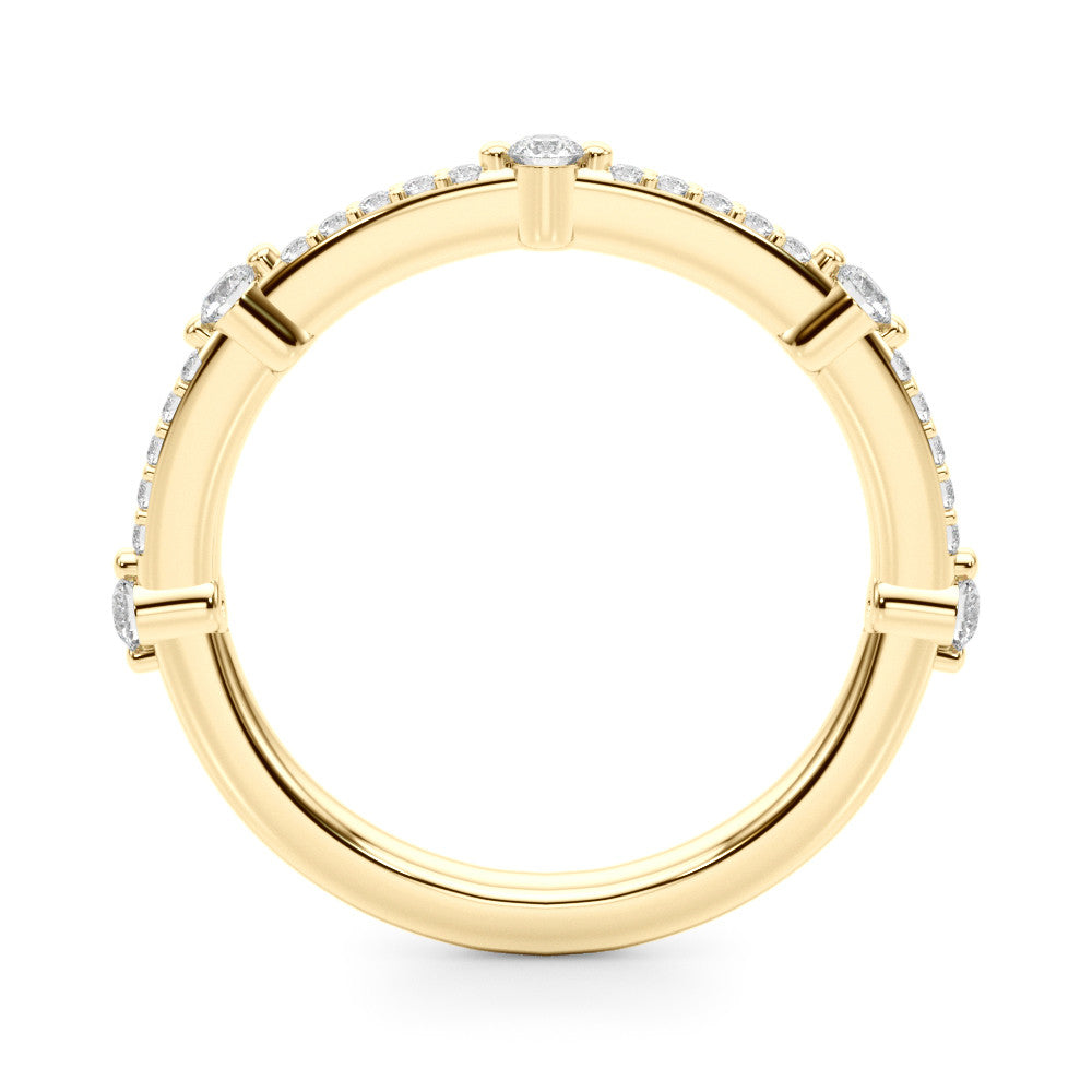 Yellow gold Round Diamond Pavé Eternity Band with Prong Setting 1