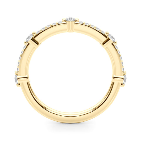 Yellow gold Round Diamond Pavé Eternity Band with Prong Setting 1