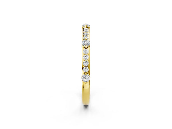 Yellow gold Round Diamond Pavé Eternity Band with Prong Setting