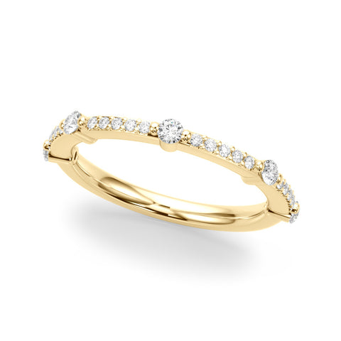 Yellow gold Round Diamond Pavé Eternity Band with Prong Setting