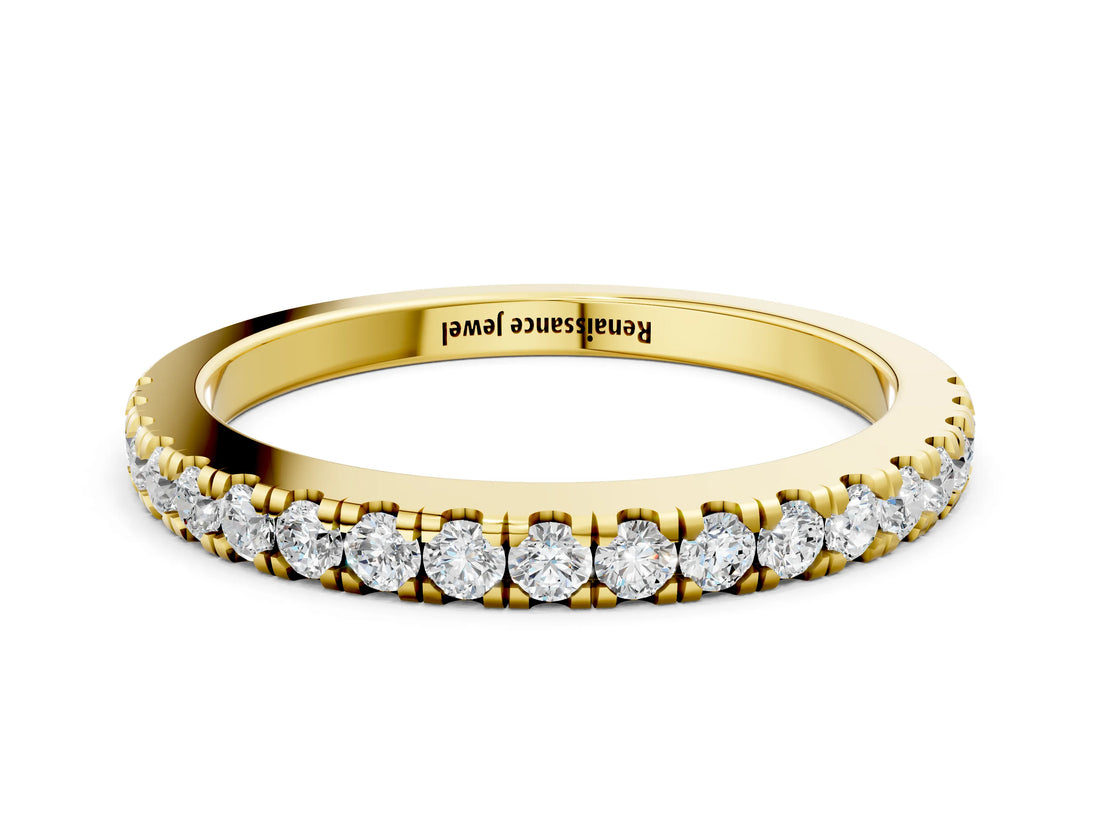 Yellow gold Round Diamond Pavé Eternity Band with U-Prong Setting_28