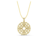Yellow gold Round Diamond Pavé Filigree Pendant_5