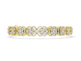 Yellow gold Round Diamond Pavé Flower Motif Tennis Bracelet with Four-Prong Setting_2