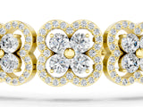 Yellow gold Round Diamond Pavé Flower Motif Tennis Bracelet with Four-Prong Setting_3