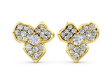Yellow gold Round Diamond Pavé Flower Stud Earrings