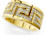 Yellow gold Round Diamond Pavé Greek Key Mens Band_13