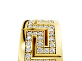 Yellow gold Round Diamond Pavé Greek Key Mens Band_17