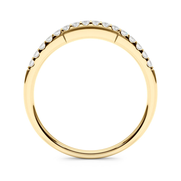 Yellow gold Round Diamond Pavé Half-Eternity Band with Shared Prong Setting