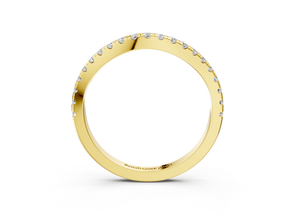 Yellow gold Round Diamond Pavé Half Eternity Band with Shared Prong Setting