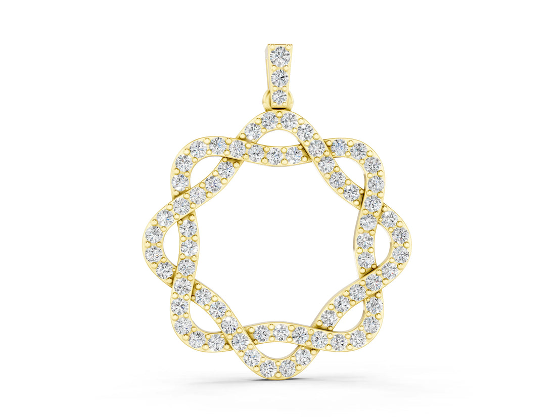 Yellow gold Round Diamond Pavé Infinity Pendant with Prong Setting_6