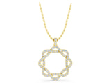 Yellow gold Round Diamond Pavé Infinity Pendant with Prong Setting_7