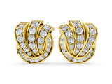 Yellow gold Round Diamond Pavé Knot Stud Earrings