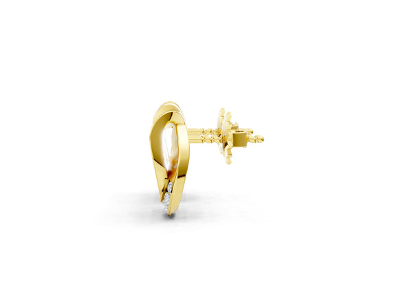 Yellow gold Round Diamond Pavé Knot Stud Earrings