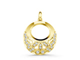 Yellow gold Round Diamond Pavé Leaf Filigree Pendant_8