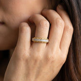 Yellow gold Round Diamond Pavé Milgrain White Gold Eternity Band_23