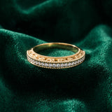 Yellow gold Round Diamond Pavé Milgrain White Gold Eternity Band_24
