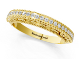 Yellow gold Round Diamond Pavé Milgrain White Gold Eternity Band_5
