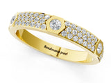 Yellow gold Round Diamond Pavé Promise Ring with Round Diamond Accents_1