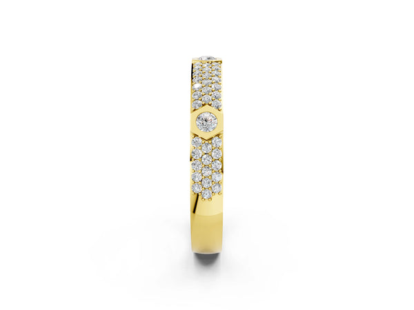 Yellow gold Round Diamond Pavé Promise Ring with Round Diamond Accents