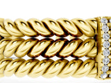 Yellow gold Round Diamond Pavé Rope Bracelet with Box Clasp_3