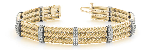 Yellow gold Round Diamond Pavé Rope Bracelet with Box Clasp
