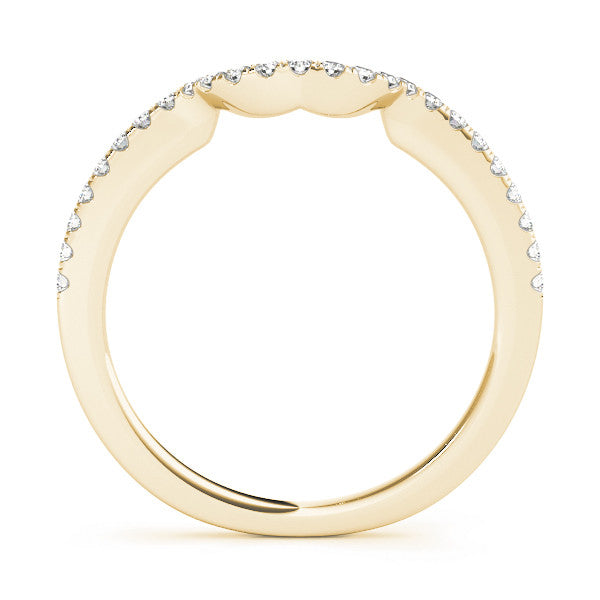 Yellow gold Round Diamond Pavé-Set Contoured Wedding Band 1