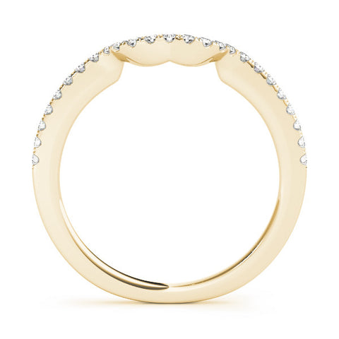 Yellow gold Round Diamond Pavé-Set Contoured Wedding Band 1