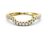 Yellow gold Round Diamond Pavé-Set Contoured Wedding Band_16