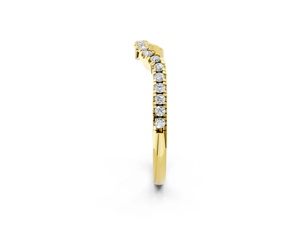 Yellow gold Round Diamond Pavé-Set Contoured Wedding Band