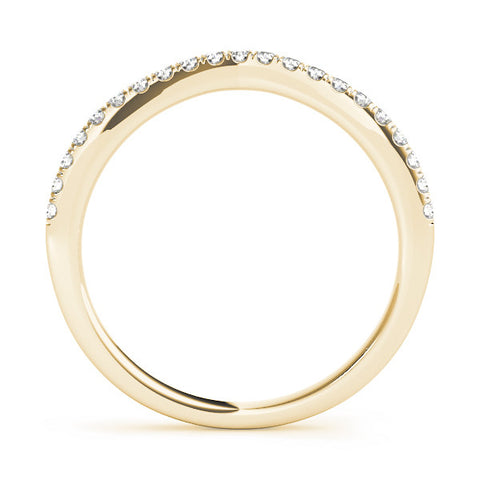 Yellow gold Round Diamond Pavé Set Curved Band with Shared Prong Setting 1