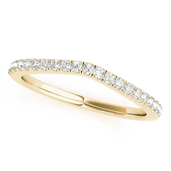 Yellow gold Round Diamond Pavé Set Curved Band with Shared Prong Setting
