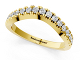 Yellow gold Round Diamond Pavé Set Curved Band with Shared Prong Setting_5