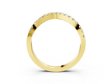 Yellow gold Round Diamond Pavé Set Curved Band with Shared Prong Setting_7