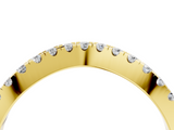 Yellow gold Round Diamond Pavé Set Curved Band with Shared Prong Setting_8