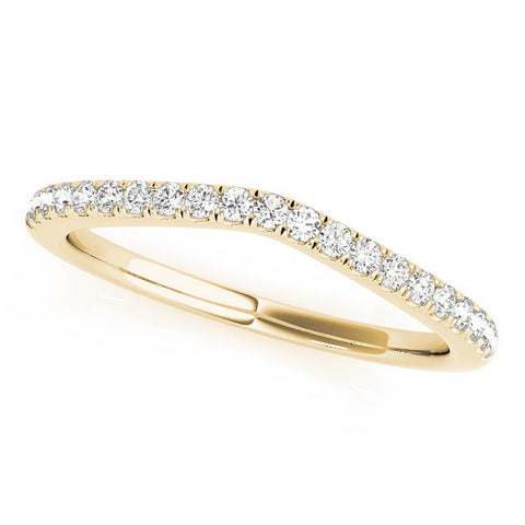 Yellow gold Round Diamond Pavé Set Curved Band with Shared Prong Setting