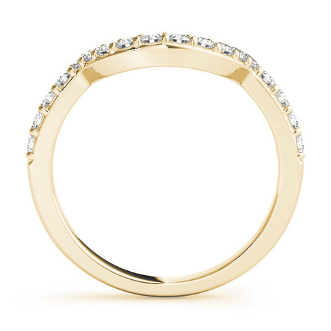 Yellow gold Round Diamond Pavé Set Curved Band with U-Prong Setting 1