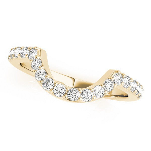 Yellow gold Round Diamond Pavé Set Curved Band with U-Prong Setting